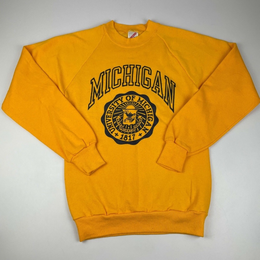 VTG Jerzees Adult S University Of Michigan Wolverines Crewneck Sweatshirt USA
